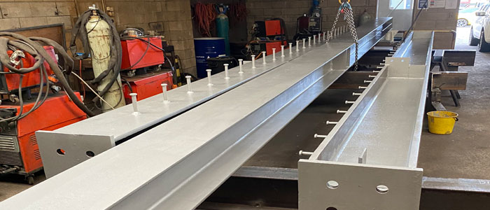 Structural steel fabrication and beam installation by Mobile Welding Ltd